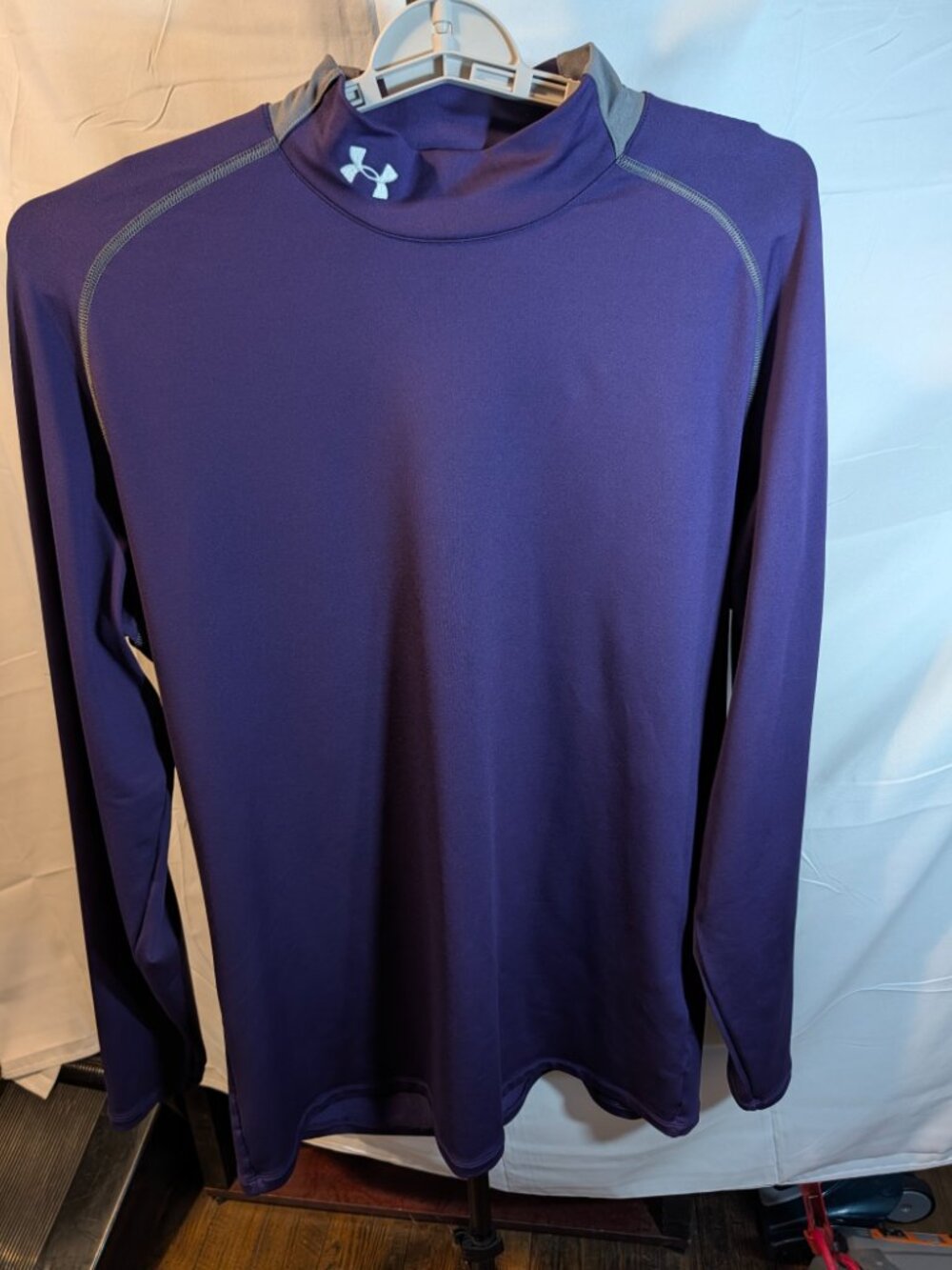Under Armour Men's ColdGear Fitted Mock Long Sleeve Shirt 2X Purple